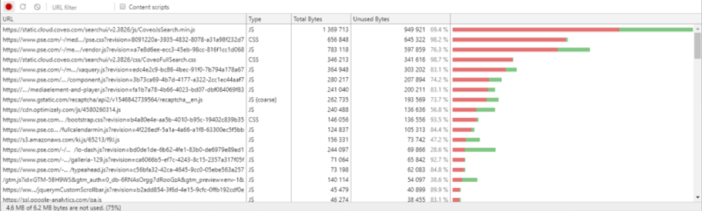 alt: Edge DevTools Coverage Panel