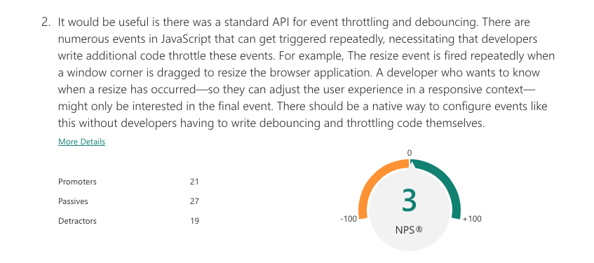 alt: NPS Score for a throttling and debouncing API: 3